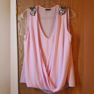 City Chic Criss Cross Front Beaded Shoulders Women's Size S